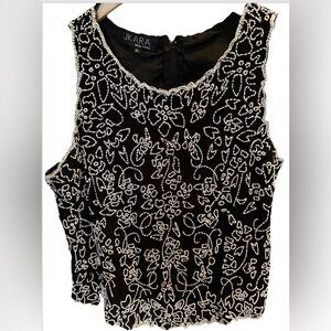 J Kara New York Black and White Embellished Women's Top, PXL